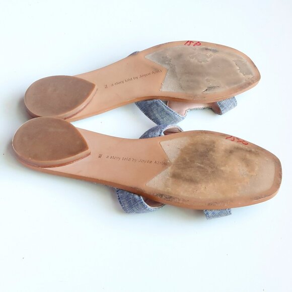 Anthropologie Avec Les Filles Blaye Chambray Slide Sandals Flip Flops Flats 7 - Picture 14 of 16